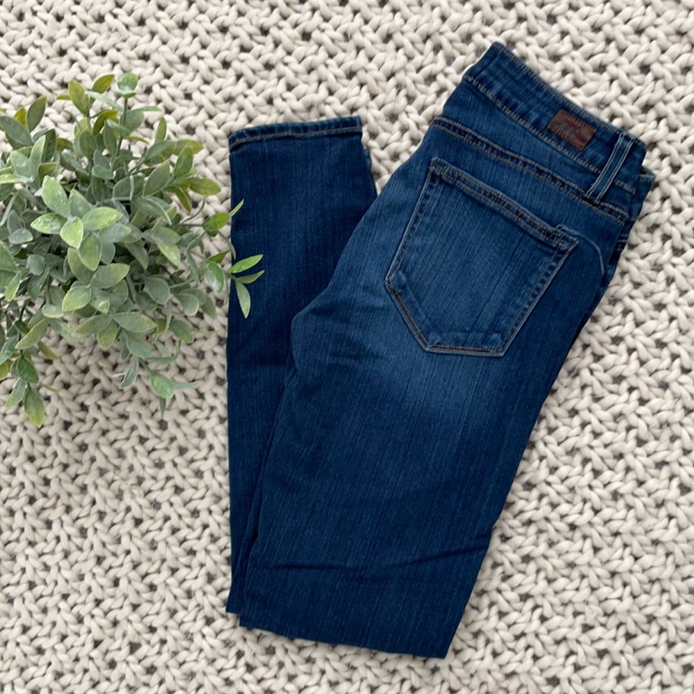 Paige skinny jeans, medium/dark wash, size 28